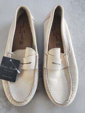 Enzo Tesoti New White/Off White Leather Driving Moccasin Loafer  8/8.5